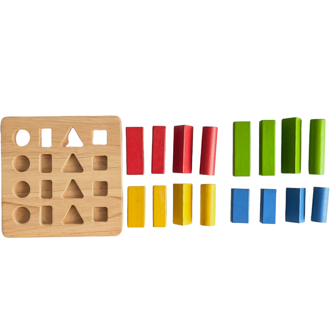 PlanToys, Geometric Peg Board, Cognitive & Motor Skills Development, 16 interlocking geometric pegs in different colors and shapes Develops motor skills and thinking skills through development, sorting, grouping, and more. We recycle natural rubber wood waste and use non-toxic, water-soluble paint.