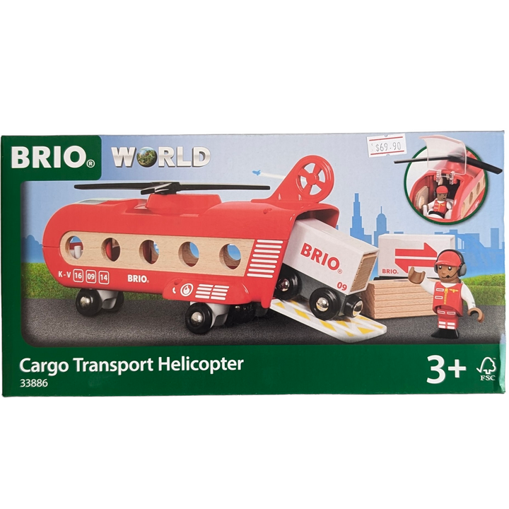 BRIO, Cargo Transport Helicopter, Cognitive & Motor Skills Development, There’s no cooler way to fly than by helicopter. With everything in place spin the rotor of your BRIO helicopter take off and soar high above your BRIO World.