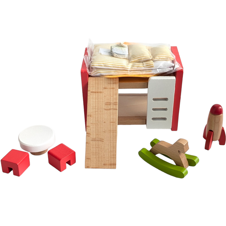 Wooden Doll House Furniture Children's Room with Accessories