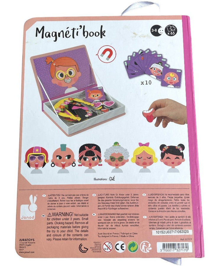 Janod, Magnetic Book, Cognitive & Motor Skills Development, The Magnéti'Book from Janod are clever educational games that are easy to transport and store, and they are ideal for long car trips or long waits.

This magnetic cardboard educational game consists of 30 picture magnets, from which 10 fairy tale figures can be recreated according to the included models: including a fairy, a witch, a goblin, a prince and a mermaid princess. After the book has been opened, the magnets should be combined correctly 