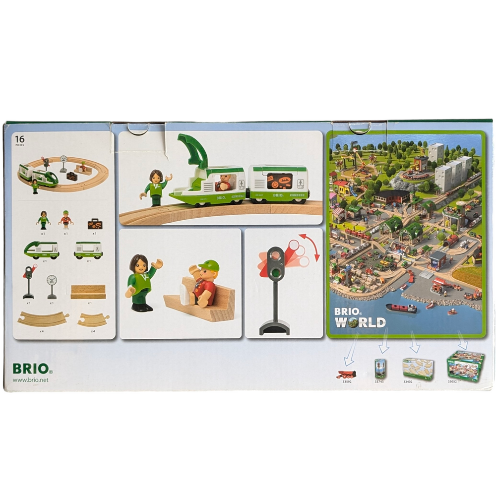 BRIO, Circle Train Set, Cognitive & Motor Skills Development, All aboard a new railway adventure with the Circle Train Set. A great starter set for anyone new to the BRIO World railway system, this train set includes 8 wooden train tracks, a passenger train with carriage, two figures and other railway accessories. Pick up the passenger who’s waiting for the train to arrive, travel around the tracks adhering to the stop and go sign, and then drop the passenger off at their final destination. The Circle Train