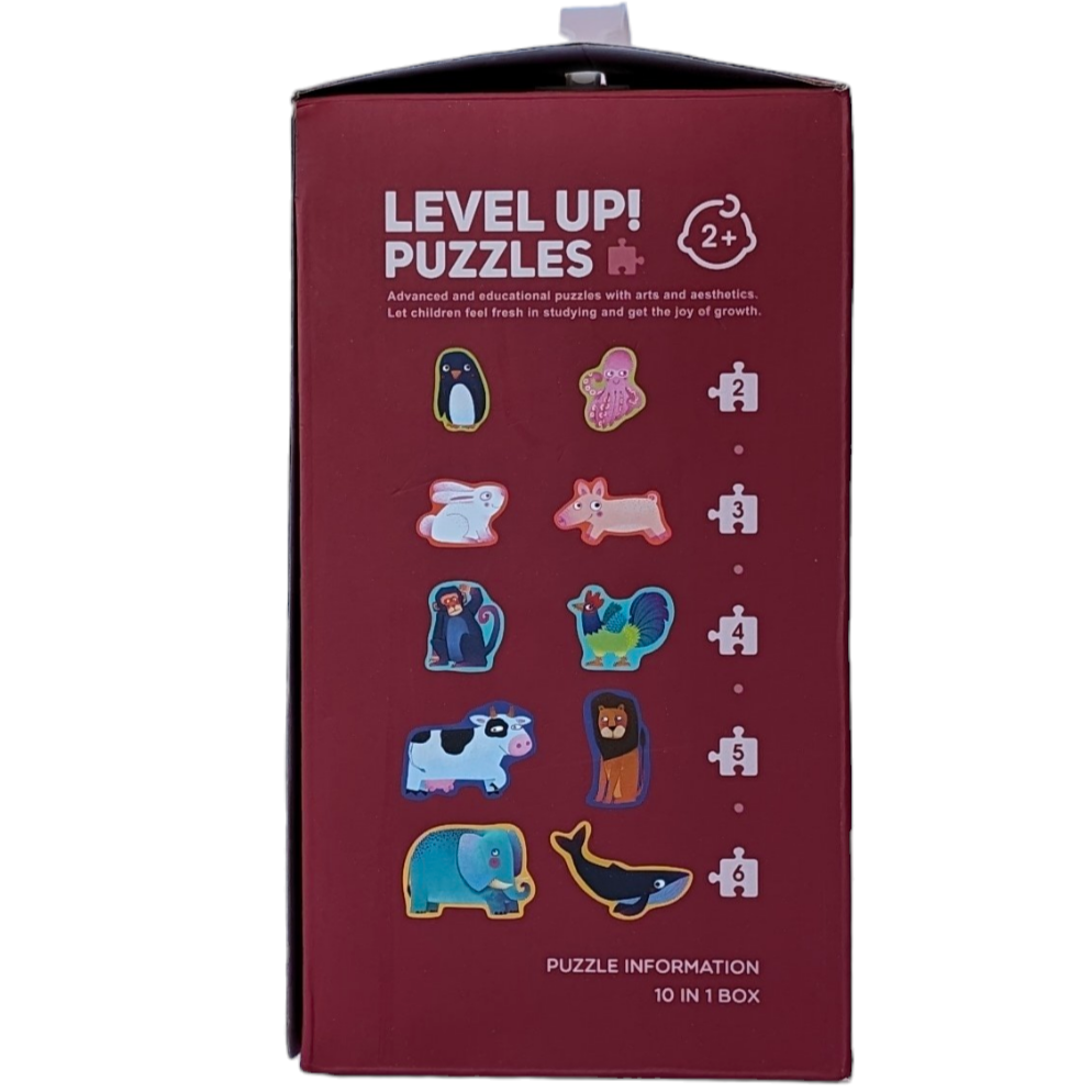 Mideer, Level Up Level 1 Puzzle - 10 in a Box, Cognitive & Motor Skills Development, mideer Level Up! Puzzles series have 8 levels in total. The number of puzzle pieces increases level by level to fit kids' intellectual development and activate kids' brains in all aspects. Pictures start from a single animal to complex scenes to enhance the kids' cognition step by step. Spark kids' imaginations through various painting styles of art. Smooth & burr-free edges encourage safe hands-on play & learn. 

Level 1