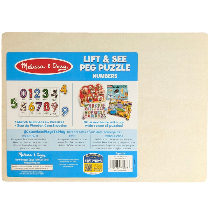 Numbers Lift & See Peg Puzzles