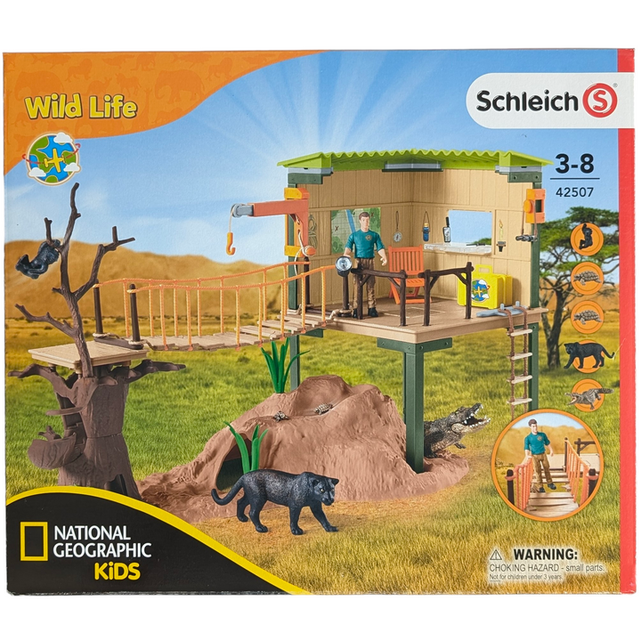 Schleich, Wild Life Adventure Set, Creative & Imaginative Play, The Schleich Wide Life Ranger Adventure Station is a fun learning playset that is a great addition to your child's toy collection and will keep them occupied for hours while imparting essential educational knowledge. Features a variety of play components for a realistic and enjoyable roleplaying experience, including five animals, a tiny Ranger Steve, and ornamental accessories